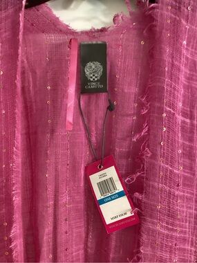 NWT Vince Camuto Hot Pink Sequin Fringe Open Cardigan